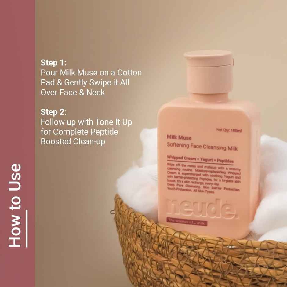 Be Neude Peptide Face Cleansing Milk With Whipped Cream & Yogurt For Deep Pore Cleansing