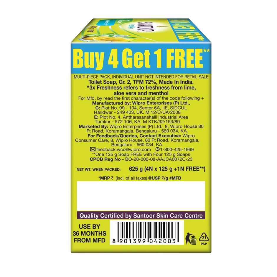 Santoor Fresh Skin Aloe Vera and Lime Bathing Soap With Anti-Aging Properties For All Skin Types