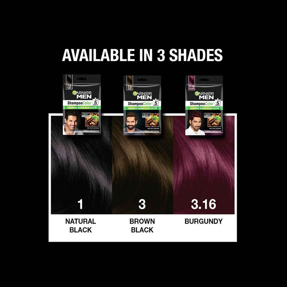 Garnier Men Shampoo Hair Color Shade | 1.0 Natural Black