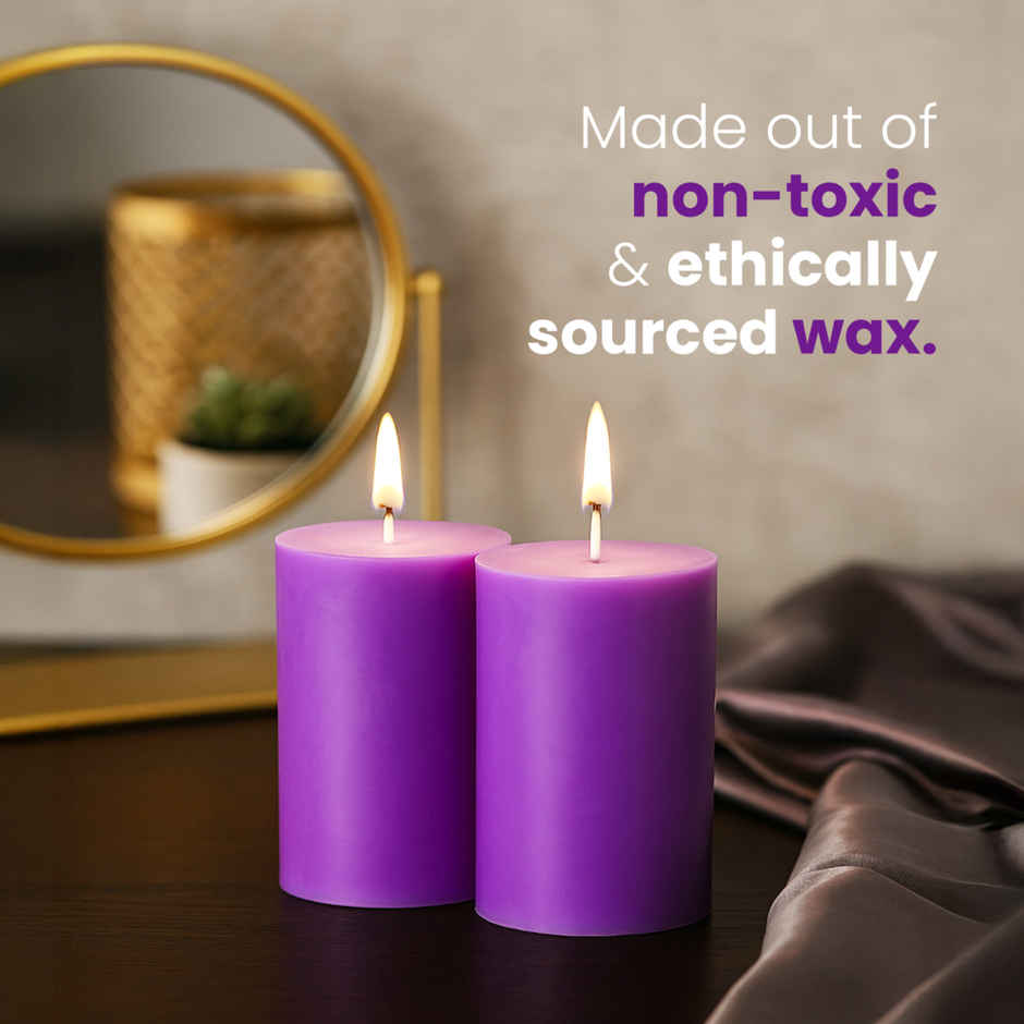 Scented Pillar Candles | Lavender | Pack of 2 | IRIS