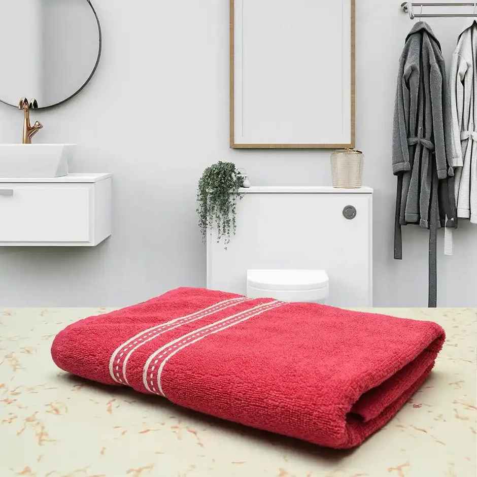 Capsicum Cotton Bath Towel Large Size | 450 GSM | 28 x 56 in | Fuschia Pink