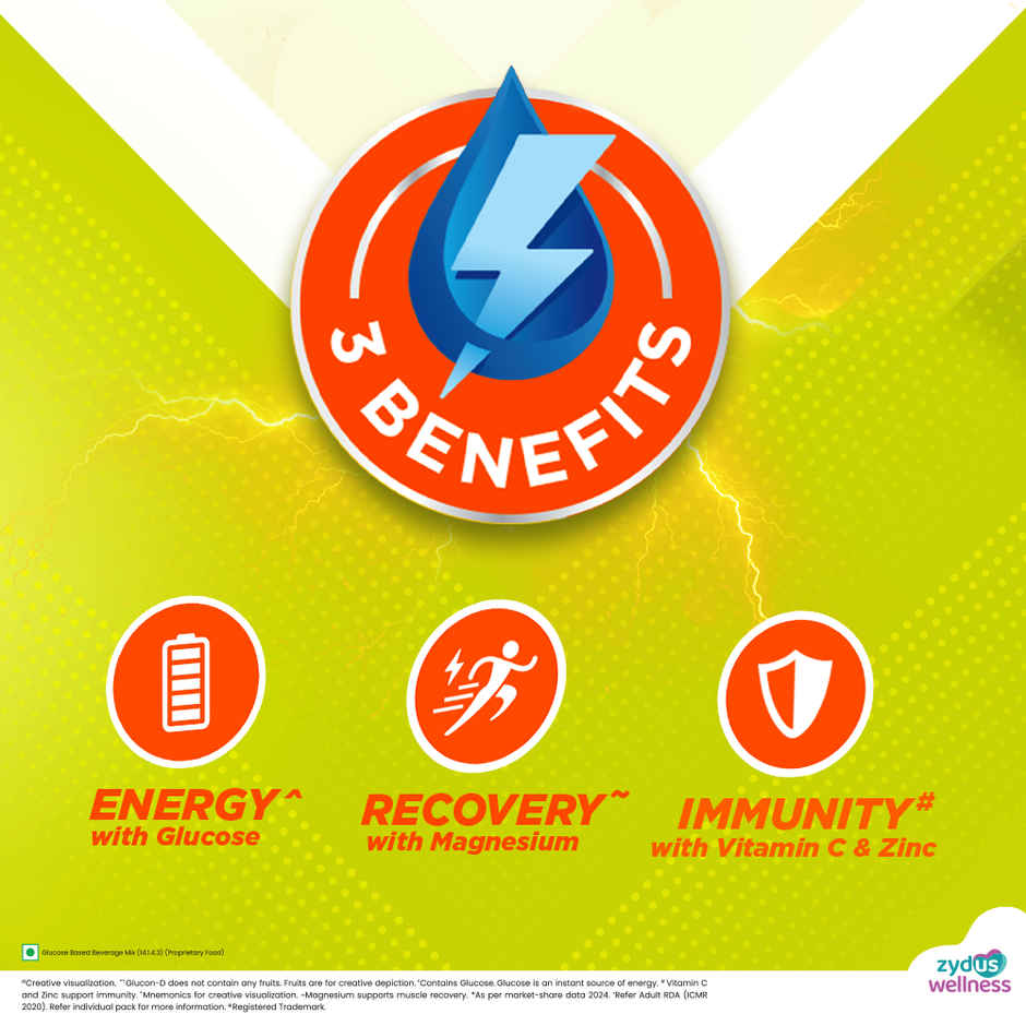 Glucon-D Nimbu Pani with 3 Benefits of Energy, Recovery, and Immunity (Get 250 g Pack Free)