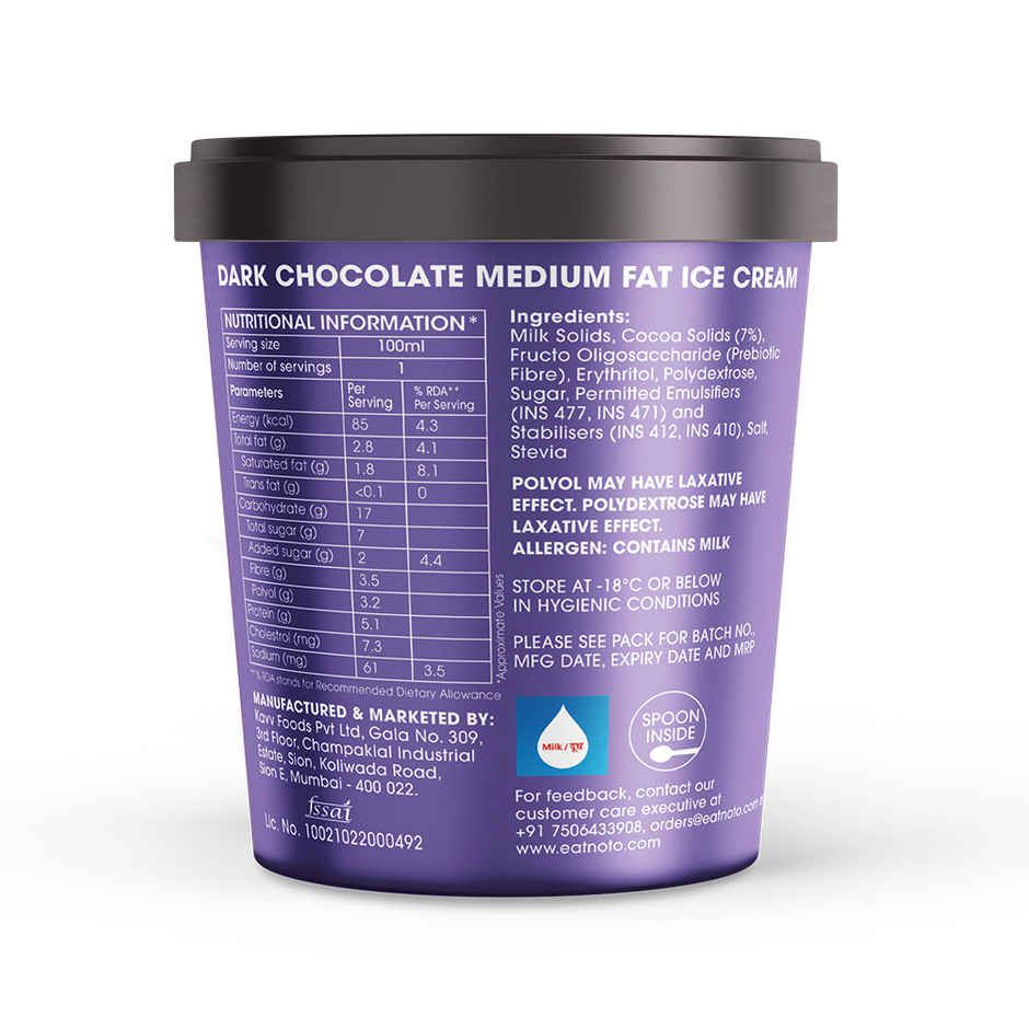 Noto Dark Chocolate Low Calorie Ice Cream