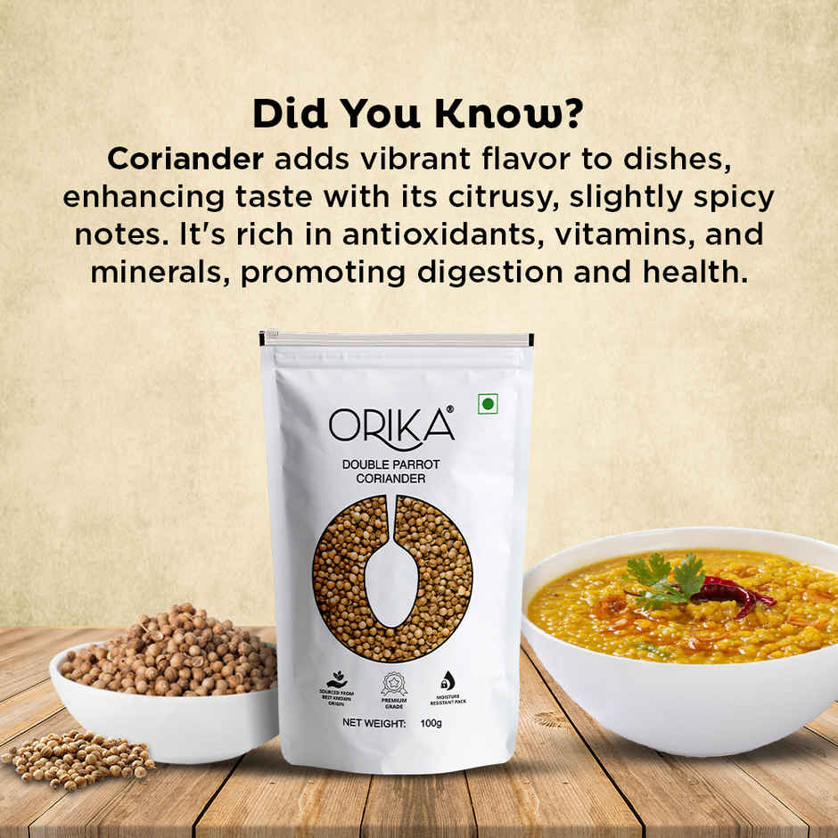 Orika Double Parrot Coriander Whole | Sabut Dhania