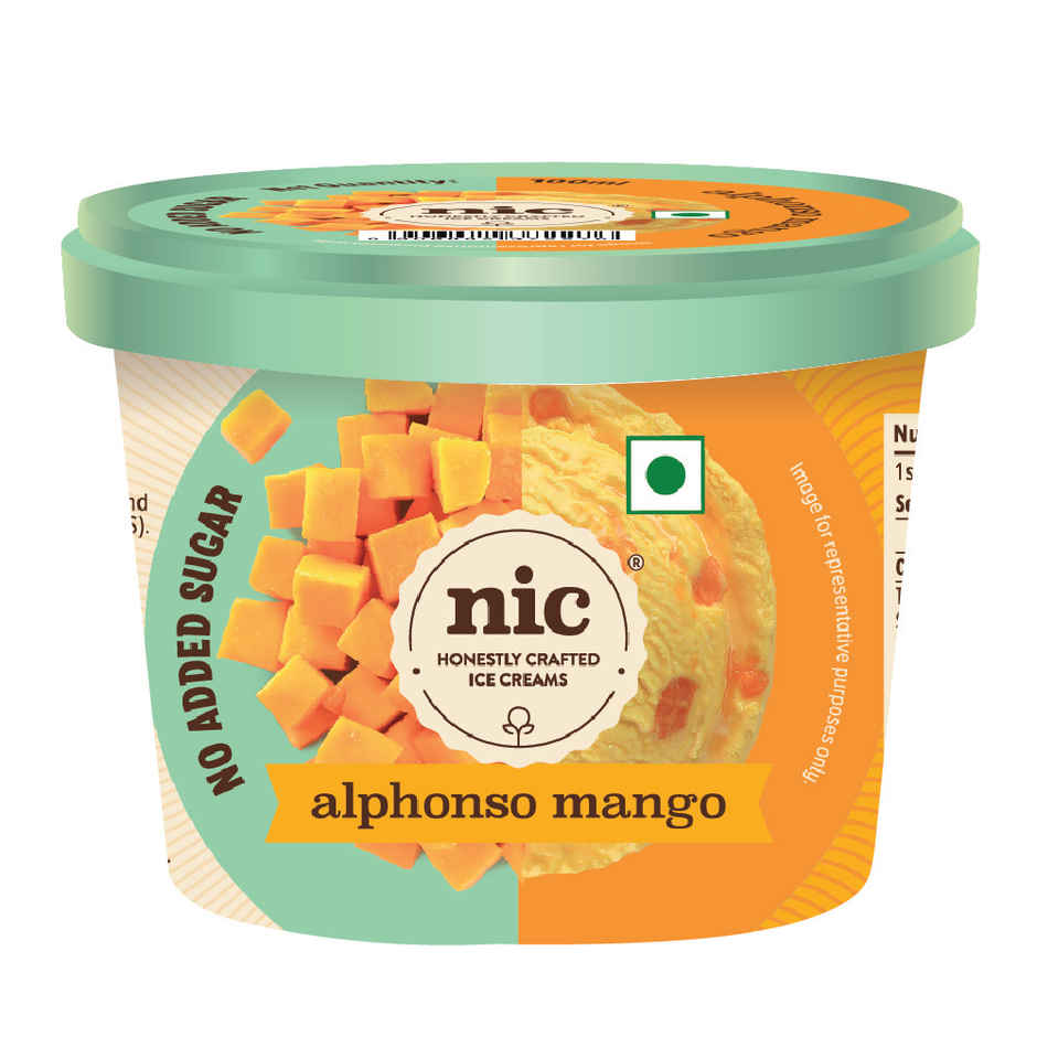 NIC Alphonso Mango Ice Cream Cup | No Added Sugar | Preservative Free | No Artificial Flavors