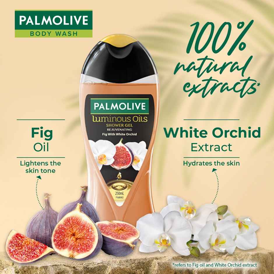 Palmolive Body Wash Luminous Oils Rejuvenating Shower Gel With 100% Natural Fig Oil & White Orchid Extracts