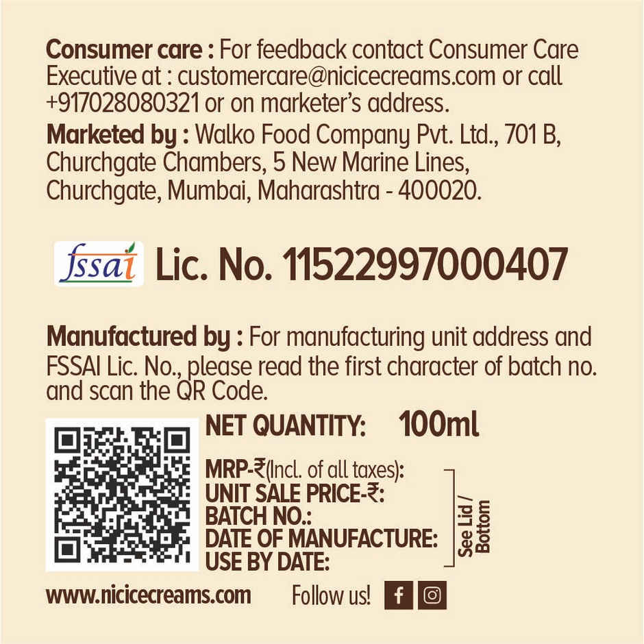 NIC Tender Coconut Ice Cream | Preservative Free | No Artificial Flavors