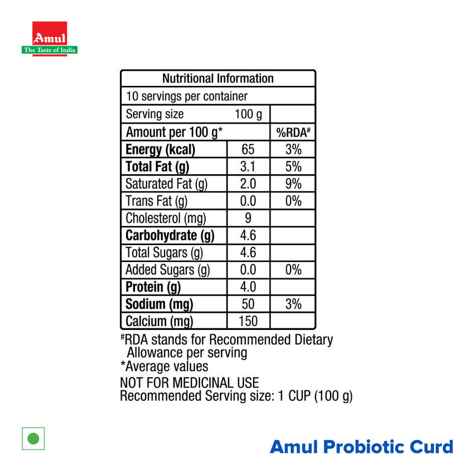Amul Probiotic Dahi Bucket - Buy at ₹115 Online | Instant Delivery - Zepto