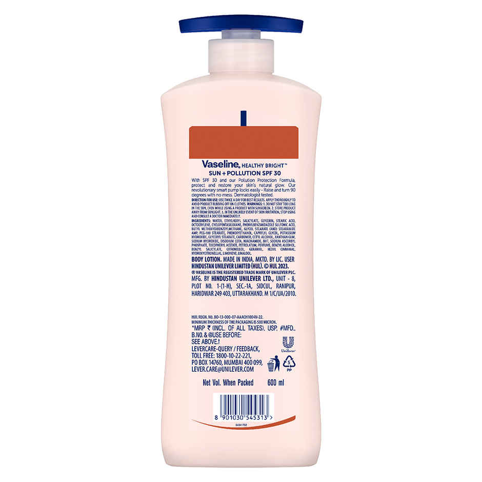 Vaseline Sun Protect Spf 30 Body Lotion, Reduces Tan Lines In 7 Days, Uva + Uvb Pa+++