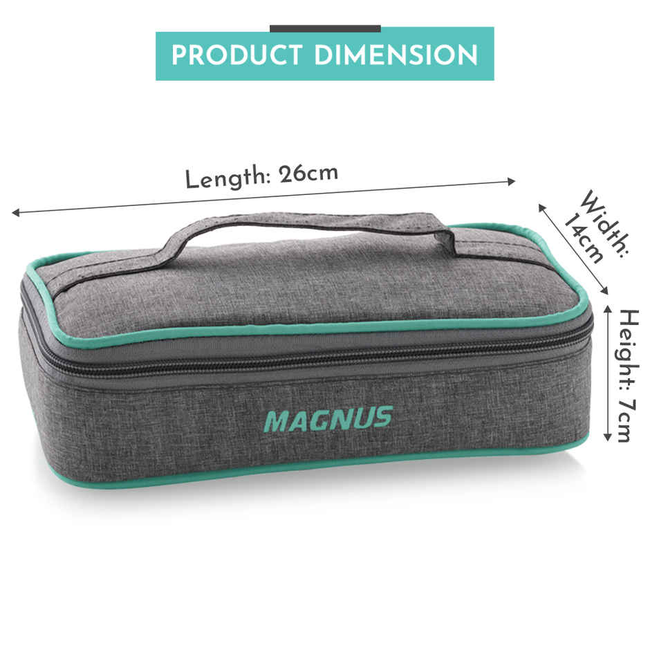 Magnus 320 ml Glock Linen Glass Lunch Box with Flat Pouch and Detachable Clip | 2 Square Containers