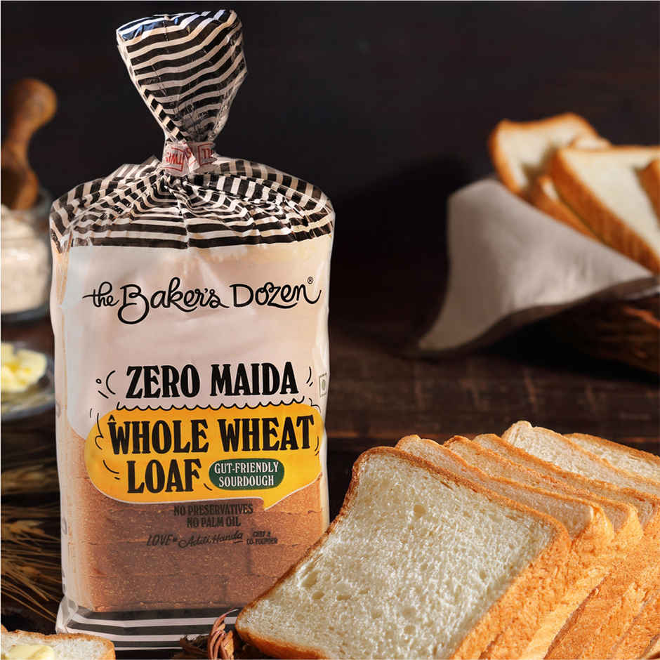 The Baker'S Dozen Zero Maida Whole Wheat Bread | Atta Bread (Not Brown) | Sandwich Bread | Gourmet (450g) & The Baker'S Dozen Zero Palm Oil Malabar Parota | Wheat Paratha | Ready To Eat | Ready To Cook (210g) Combo