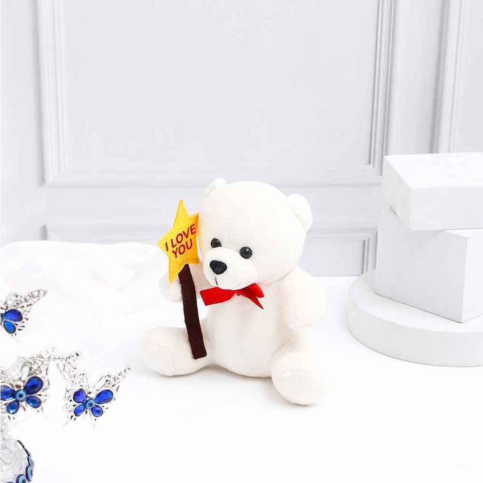 Archies Cute Little White Teddy Bear with I LOVE YOU Star - 20 cm