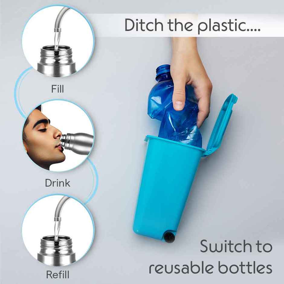 Borosil Chillmate BIS Approved Single Wall Stainless Steel Water Bottle | 740 ml