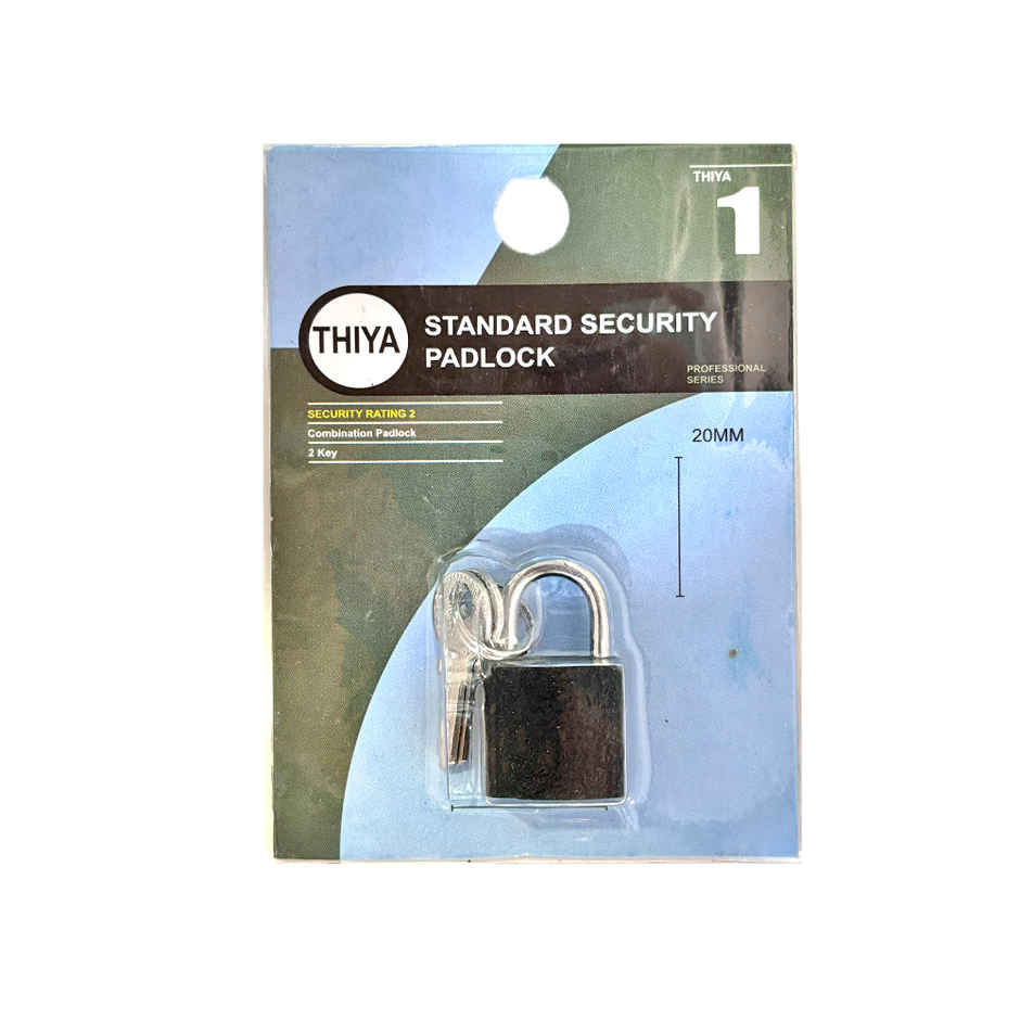 Chrome 20Mm Pad Lock Black