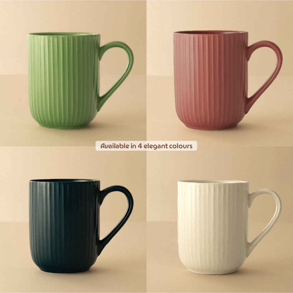 Borosil Porcelia Flute Rose Tea Coffee Porcelain Mug Set Microwave Dishwasher Safe