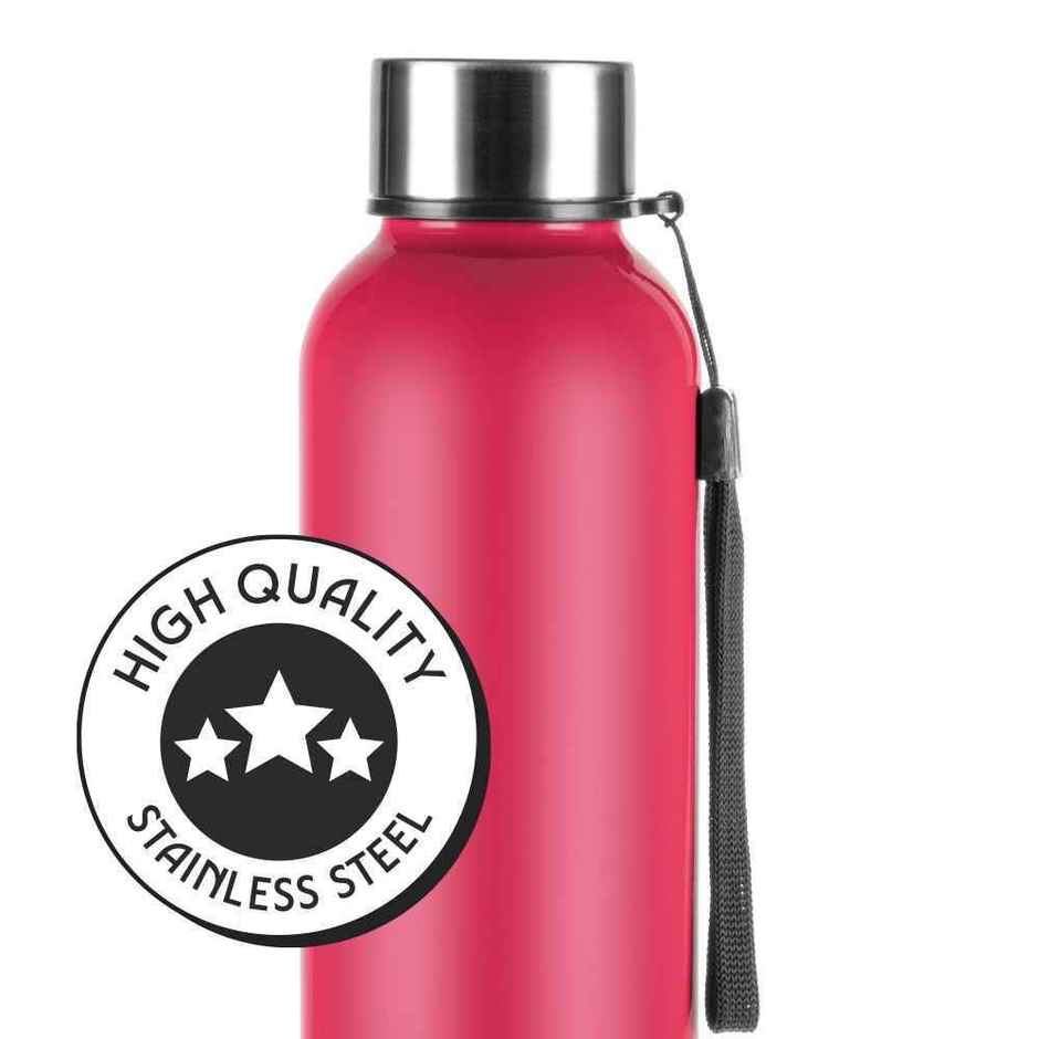 Borosil Laguna Single Wall Stainless Steel Water Bottle | Red | 1 L