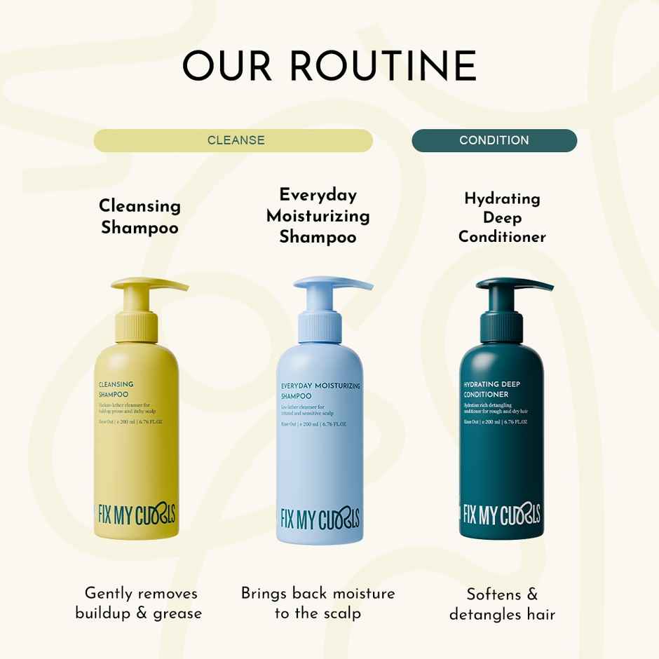 Fix My Curls Everyday Moisturizing Shampoo For Curly, Dry Hair No Sulphate & Silicone Hair Cream