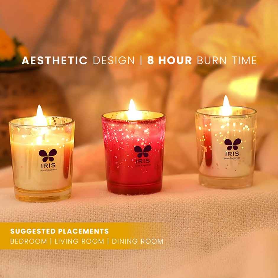 IRIS Fragranced Mercury Shot Glass Scented Candles Mango Sorbet | Home Decor