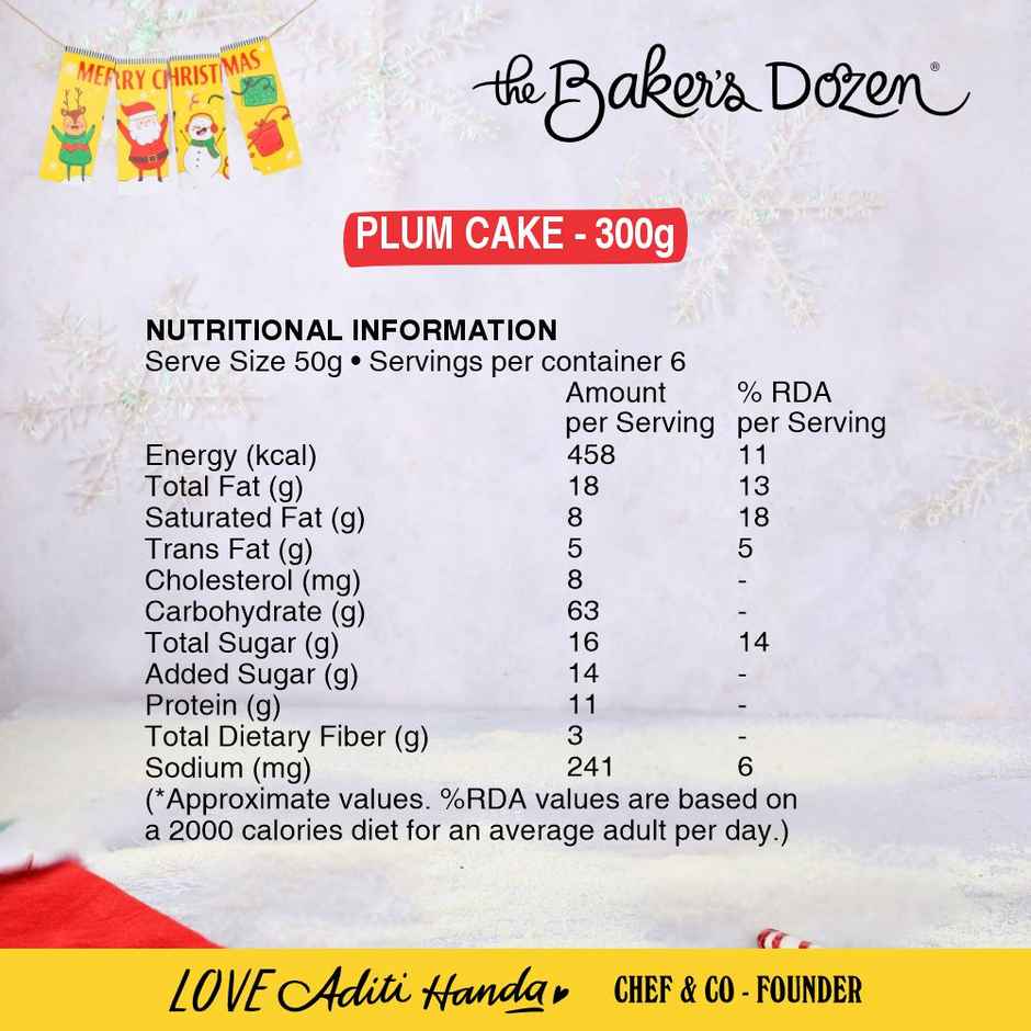 The Baker's Dozen Plum Cake Rum and Brandy soaked