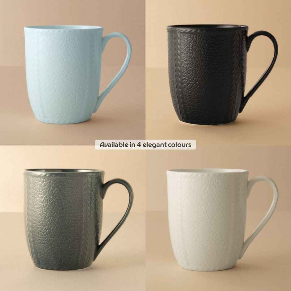Borosil Porcelia Elva Slate Tea Coffee Porcelain Mug Set Microwave Dishwasher Safe