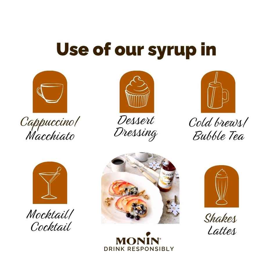 Monin Caramel Syrup for Coffee,Shakes and Mocktails