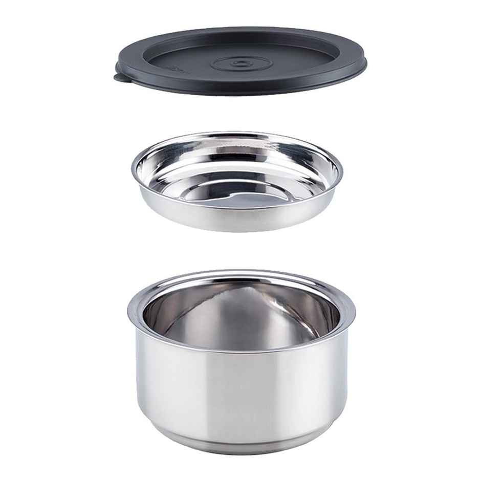 Borosil Carry Fresh Stainless Steel Insulated Lunch Box With Bag (280 ml + 280 ml) - Vertical