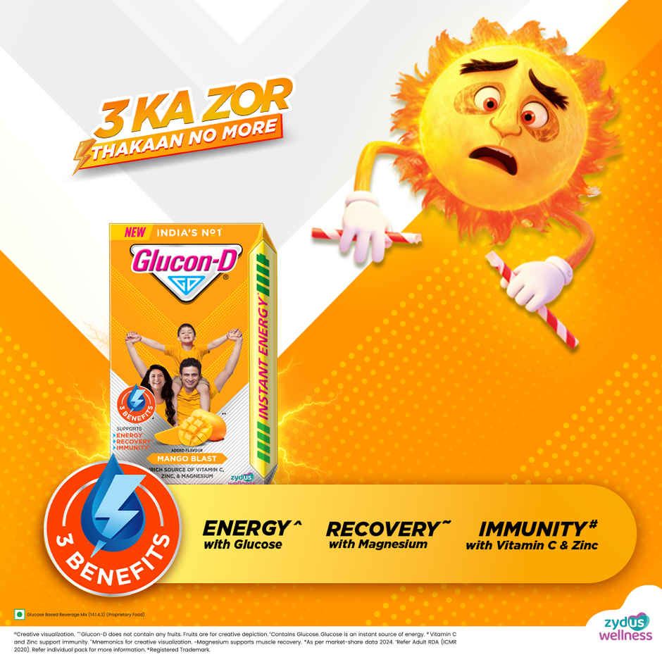 Glucon-D Mango Blast with 3 Benefits of Energy, Recovery, and Immunity (Get 250 g Pack Free)