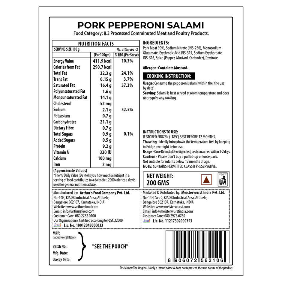 Meisterwurst Pork Pepperoni Salami