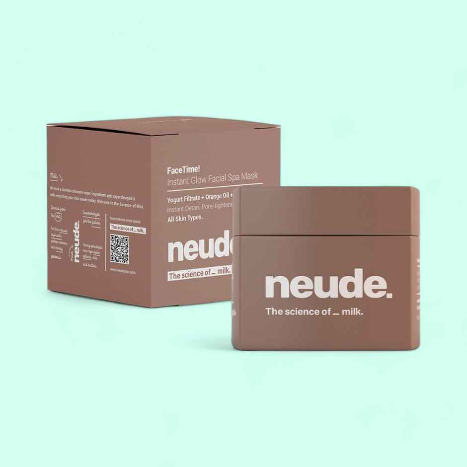 Neude Instant Facial Face Mask With Yogurt & Orange Oil For Pore-Smooth, De-Tanned Skin 50 Ml