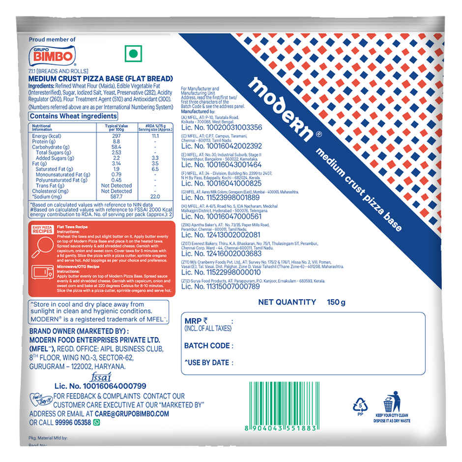 Modern Medium Crust Pizza Base Combo