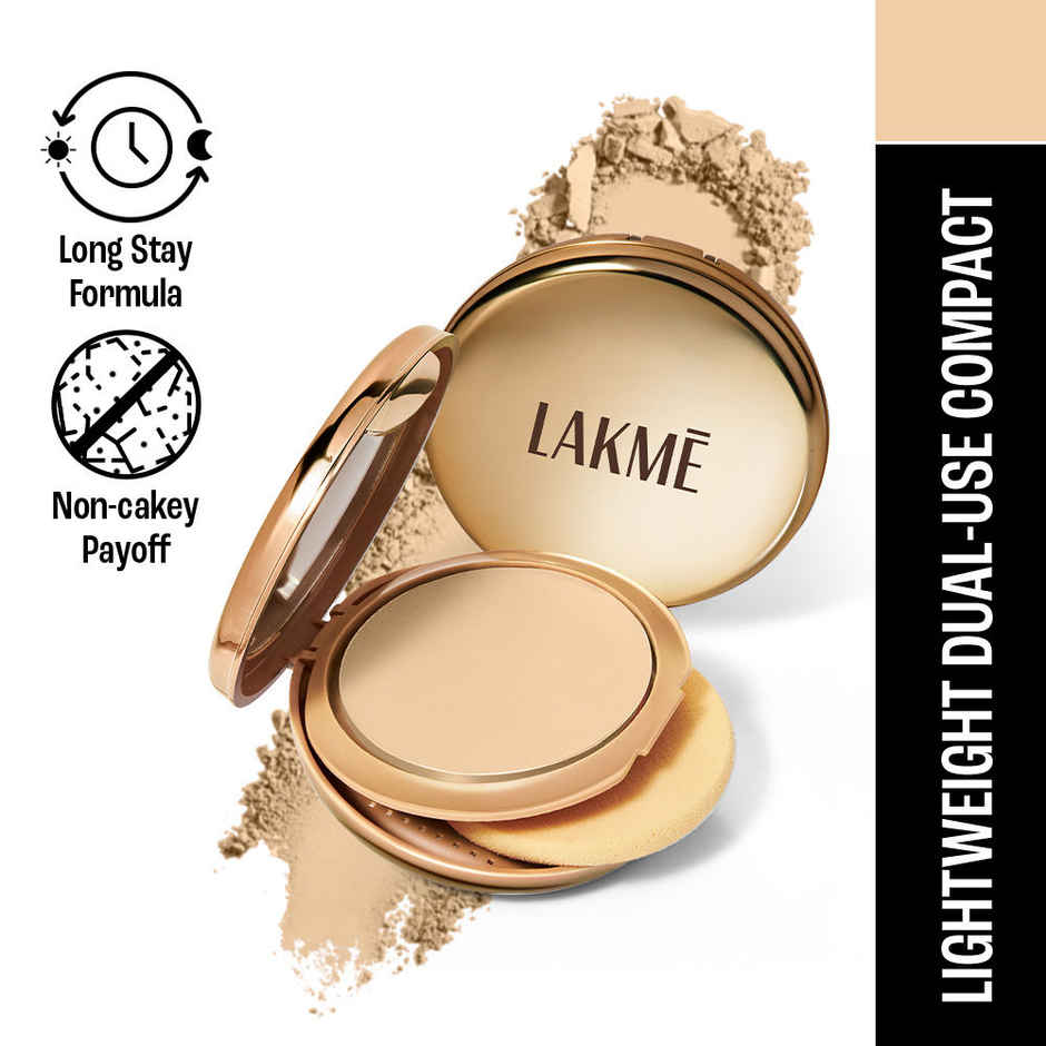 Lakme 9To5 Unreal Dual Cover Pressed Powder 2 In 1 Compact + Foundation - 10 Ivory