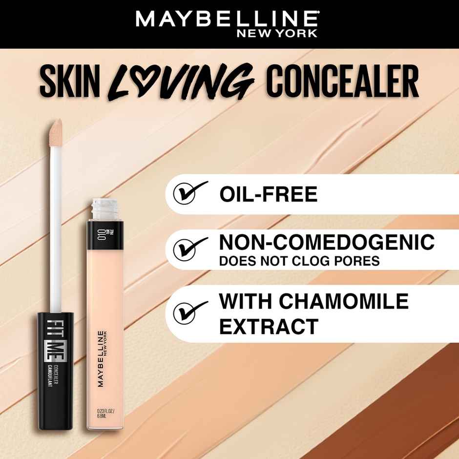 Maybelline New York Fit Me Concealer, Oil-free Liquid Concealer for Oily & Dry Skin, 10 Light
