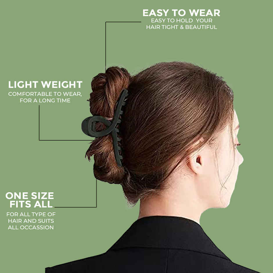 Prolume T-Shape Claw Clips Hair Accessories For Women/Girl (Black,Brown)