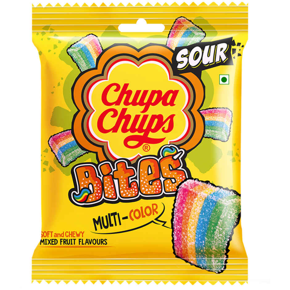 Chupa Chups Sour Bites Mixed Fruit Flavour Soft and Chewy Toffee