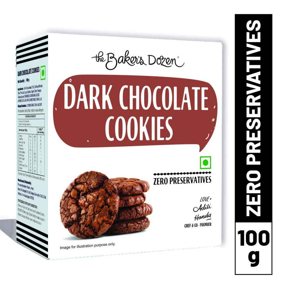 The Baker'S Dozen Zero Maida Elaichi Rusk (80g) & The Baker'S Dozen Dark Chocolate Flavoured Biscuits Cookies | Artificial Flavour-Free (100g) Combo
