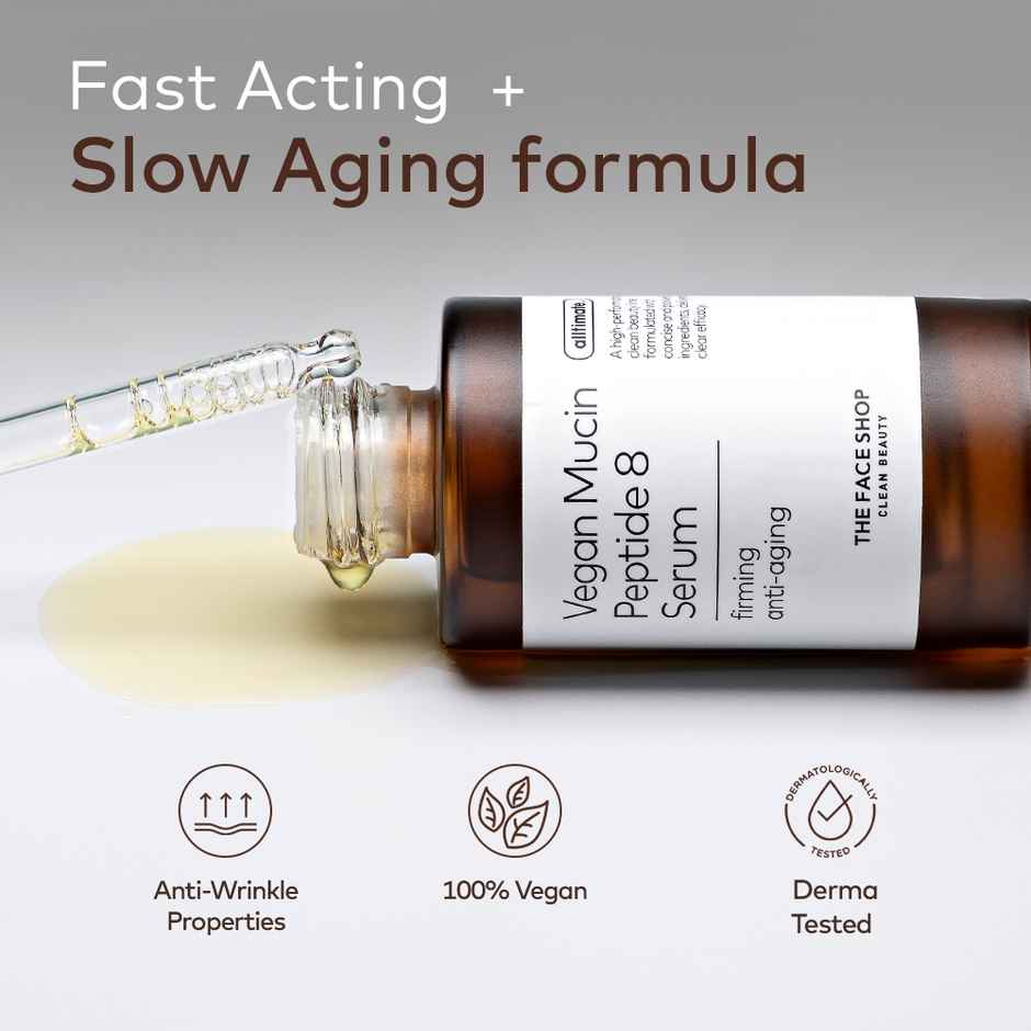 The Face Shop Alltimate Vegan Mucin Peptide 8 Serum - No Snails | Korean | Anti Aging | Hydrating