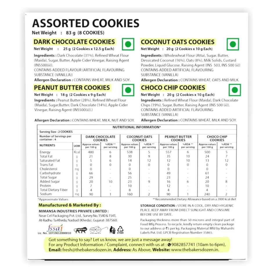 The Baker'S Dozen Wholewheat Banana Walnut Cake (150g) & The Baker'S Dozen Assorted Cookies (83g) Combo