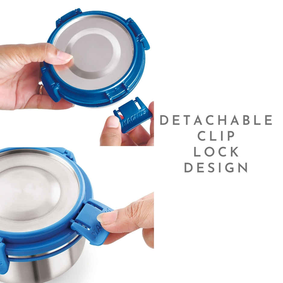 Magnus Deluxe Stainless Steel Klip Lock Container - 300 ml |Airtight, Leakproof And Bpa Free