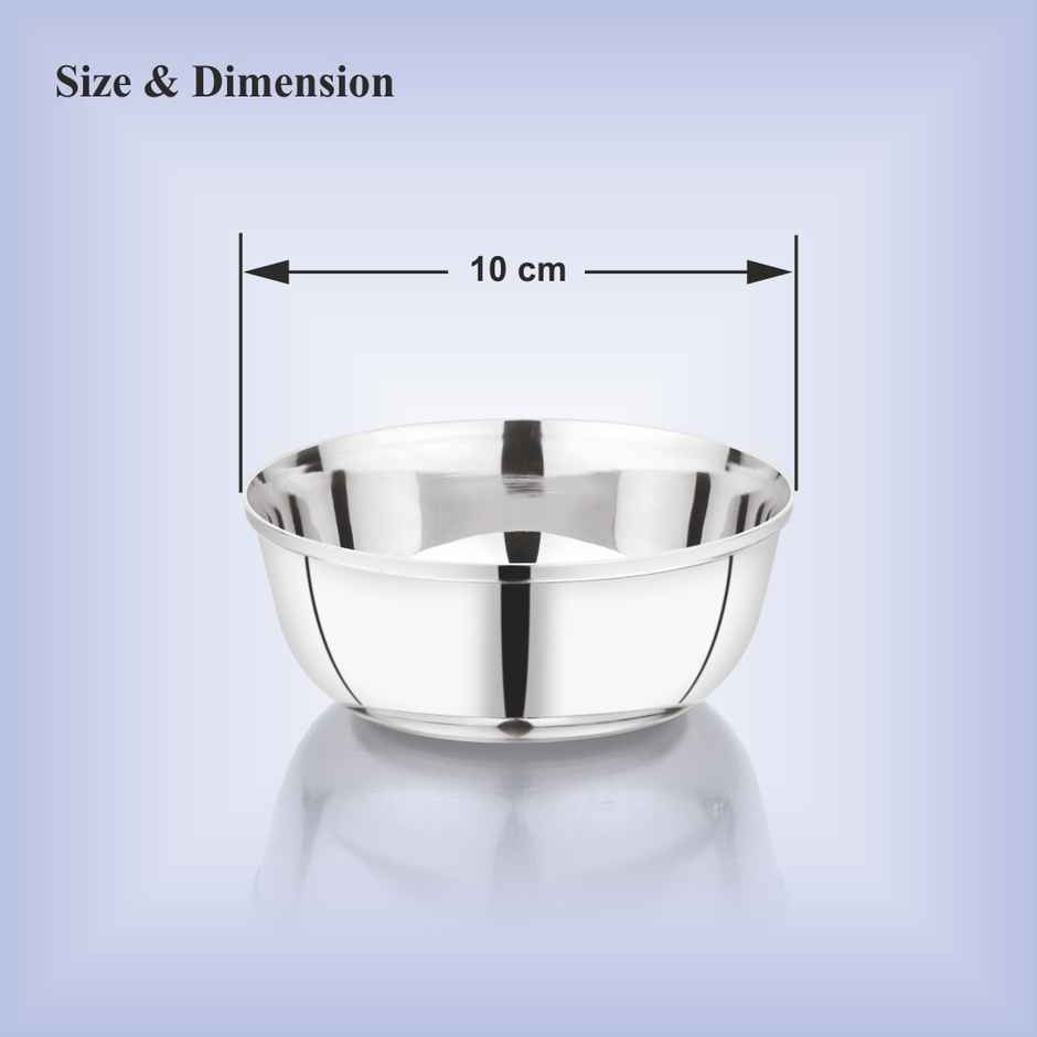 Bhalaria Stainless Steel Curry Bowl | Wati, Katori | Mirror Finish | 10 cm Dia | 200 ml