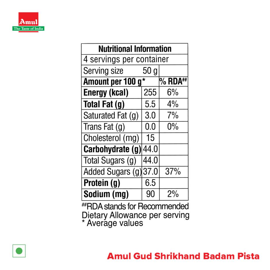 Amul Gud Shrikhand- Badam Pista