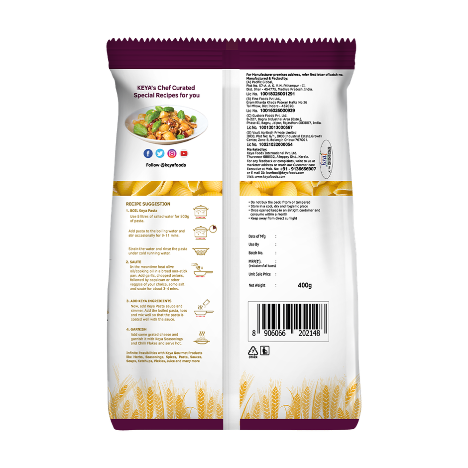 Keya Shell Pasta | Durum Wheat | No Maida
