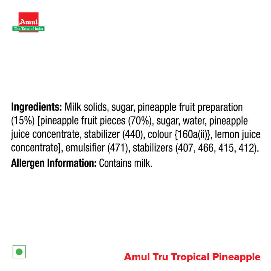 Amul Tru Tropical Pineapple Ice Cream Tub
