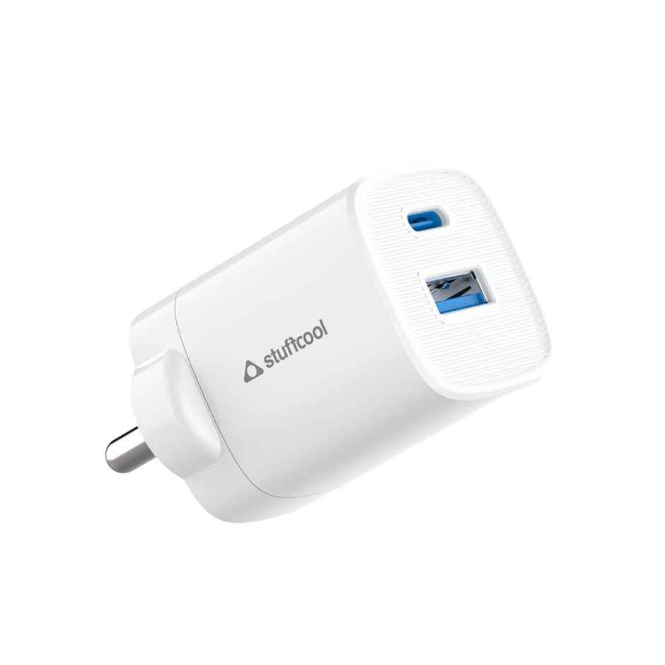 Stuffcool Nuevo 25W Dual Port Wall Charger For Super Fast Charging Samsungs Pixels Iphones