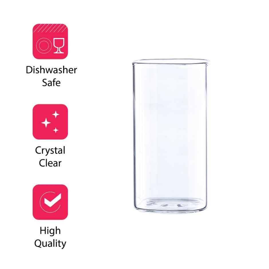 Sanjeev Kapoor Berlin High Borosilicate Square Glass 330 ml - Set Of 6 pcs