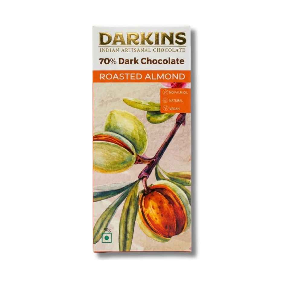 Darkins Indian Artisanal 70% Dark Roasted Almonds Chocolate