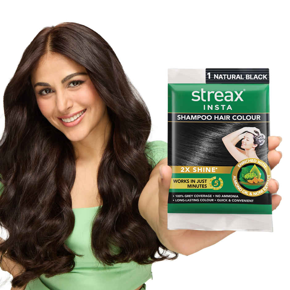 Streax Insta Shampoo Hair Colour | Natural Black