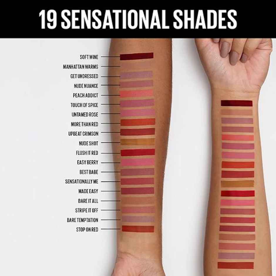 Maybelline Sensational Liquid Matte Lipstick, NU01 Bare It All-Delivering Intense Matte Color Effect
