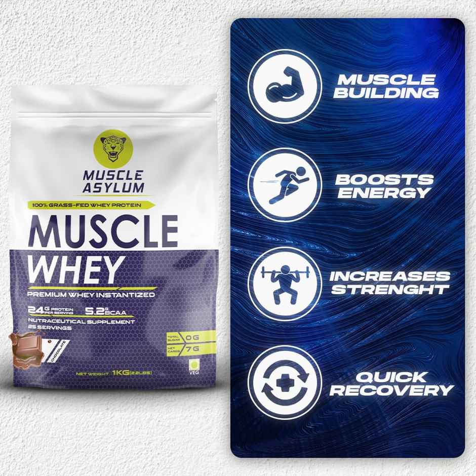 Muscle Asylum Muscle Whey Complete Whey Protein - 24G Protein, 5.29G Bcaa -25 Servings Chocolate