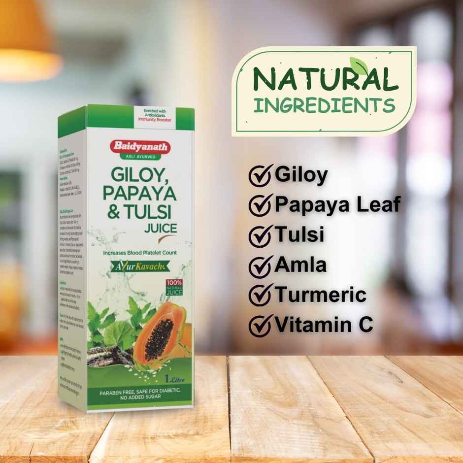 Baidyanath Asli Ayurveda Giloy Papaya Tuilsi Juice