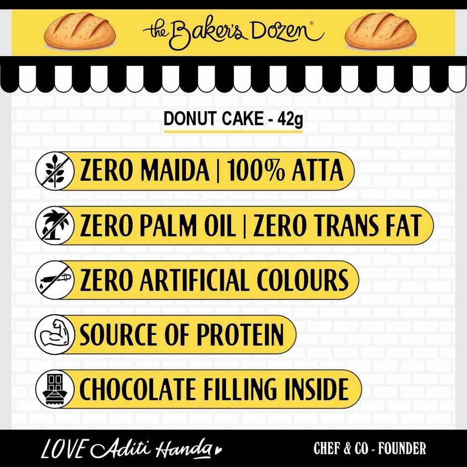 The Baker's Dozen Zero Maida Donut Cake | Small Cake | Tiffin Pack | Creamfills | | Zero Palm Oil